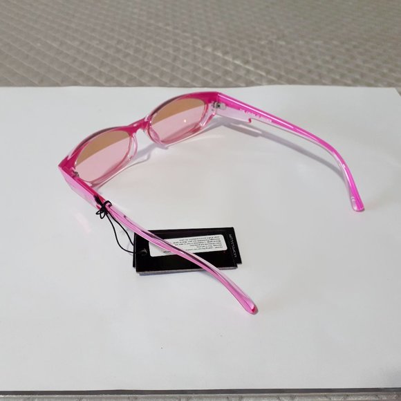 EUC Adam Selman x Le Specs The Crush pink mirror splice lens sunglasses - Picture 11 of 12